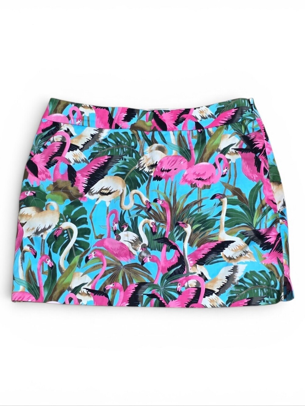 ​Loudmouth Golf Skort Womens Size 10 Tropical Flamingo Blue Pink Active